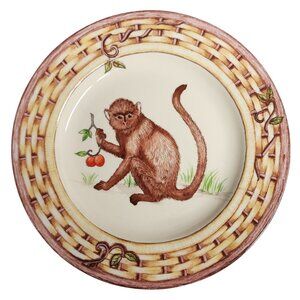 American Atelier Retired Monkey 5029 Salad Plate Porcelain Basket Weave Edge